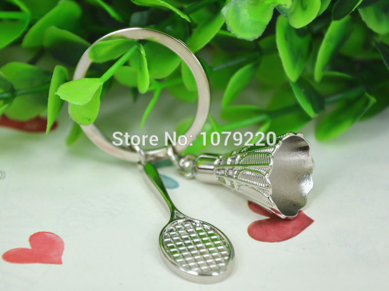 HJ-Badminton-Rackets-Zinc-Alloy-Charm-Keyring-Keyfob-Polished-Chrome-Classic-3D-Pendant-KeyChain-Cre-32343365989