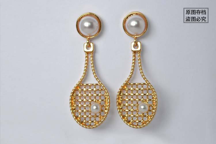 High-Quality-Gold-Plated-Imitation-Pearl-Badminton-Racket-Unique-Sense-Of-Design-Drop-Earrings-For-W-32398883151