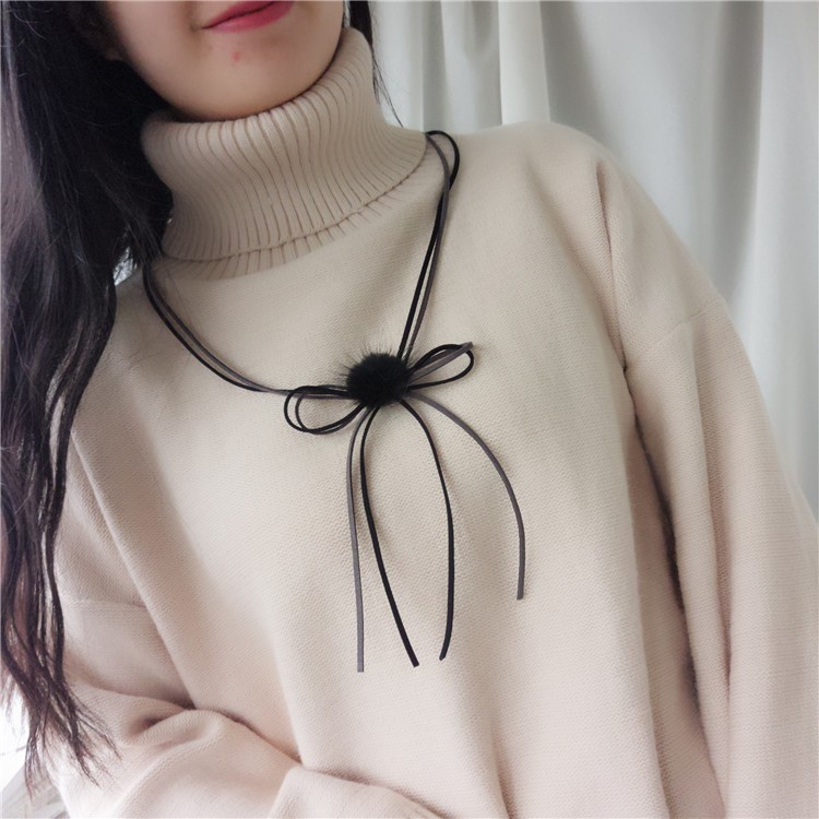 High-end-hair-bulb-Double-long-sweater-chain-necklace-clown-female-badminton-ball-pendant-clavicle-a-32783724764