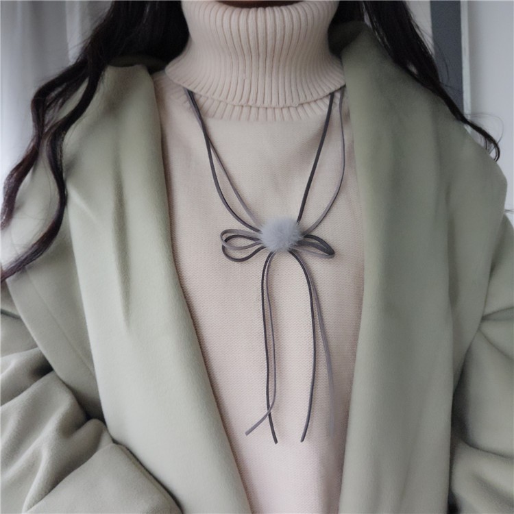 High-end-hair-bulb-Double-long-sweater-chain-necklace-clown-female-badminton-ball-pendant-clavicle-a-32783724764