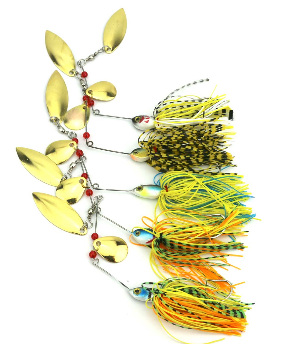 Hot-2016-Spinnerbait-Mixed-Weight-5-Colors-Metal-Fishing-Spoon-Jigs-Skirt-Silicone-Fishing-Lures-Spi-32598420649