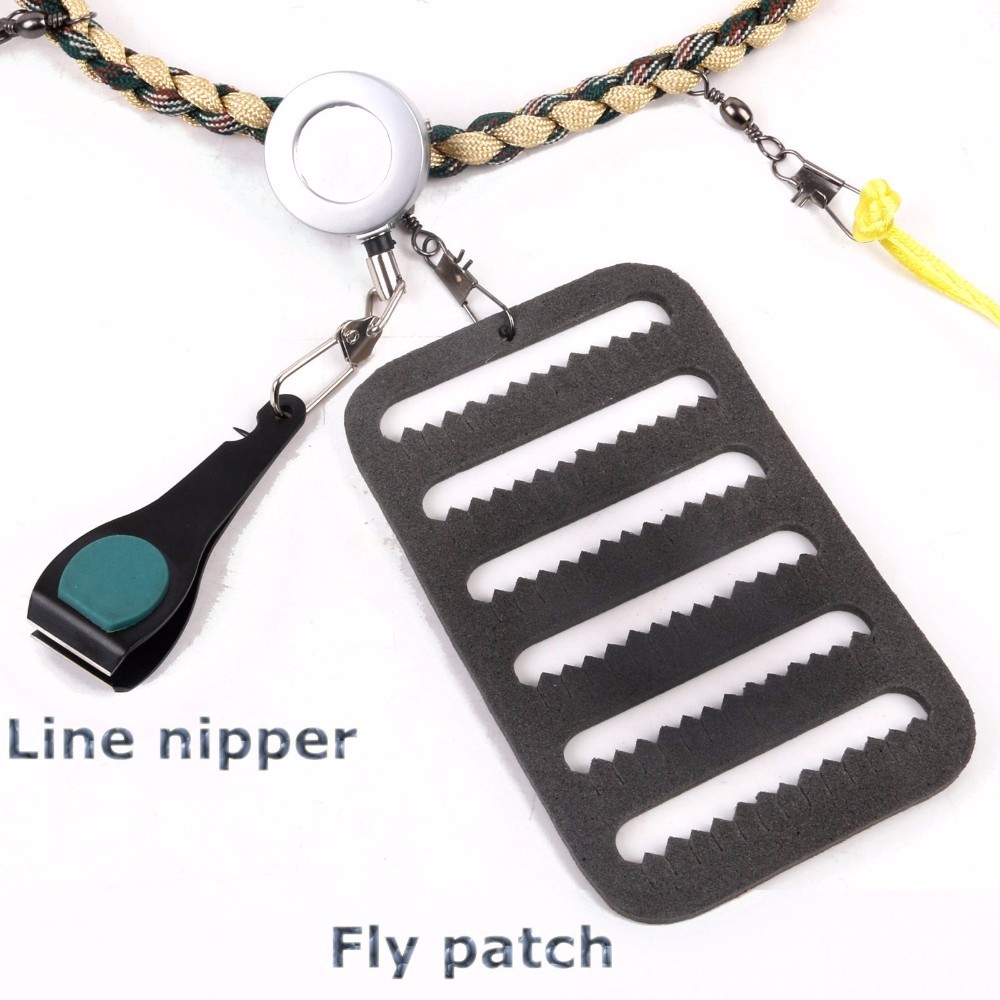 Maximumcatch-Fly-Fishing-Lanyard-WFishing-Forceps-Line-Cleaner-Nipper-Patch-Holder-Tools-32709083797