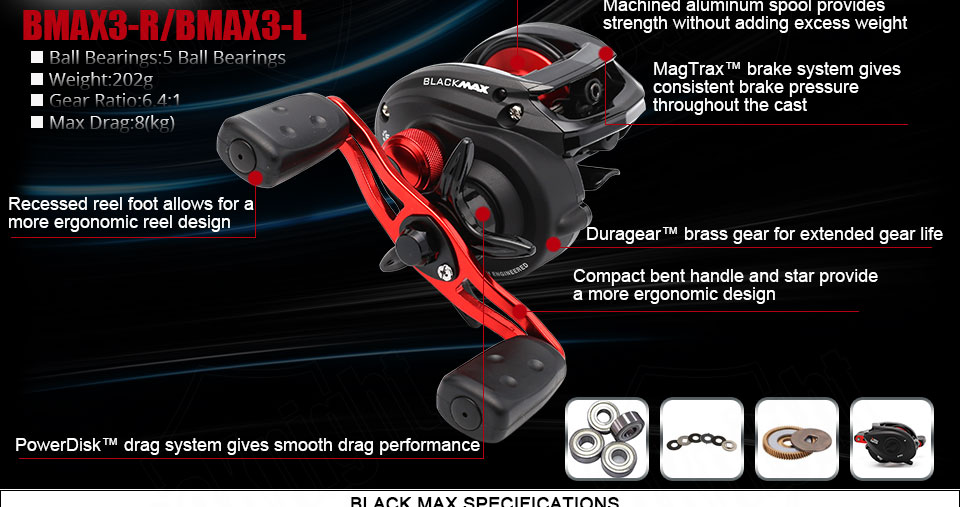 NEW-2016-Abu-Garcia-Brand-Black-Max3-BMAX3-Right-Left-Hand-Bait-Casting-Fishing-Reel-5BB-641-202g-Ma-32598802989