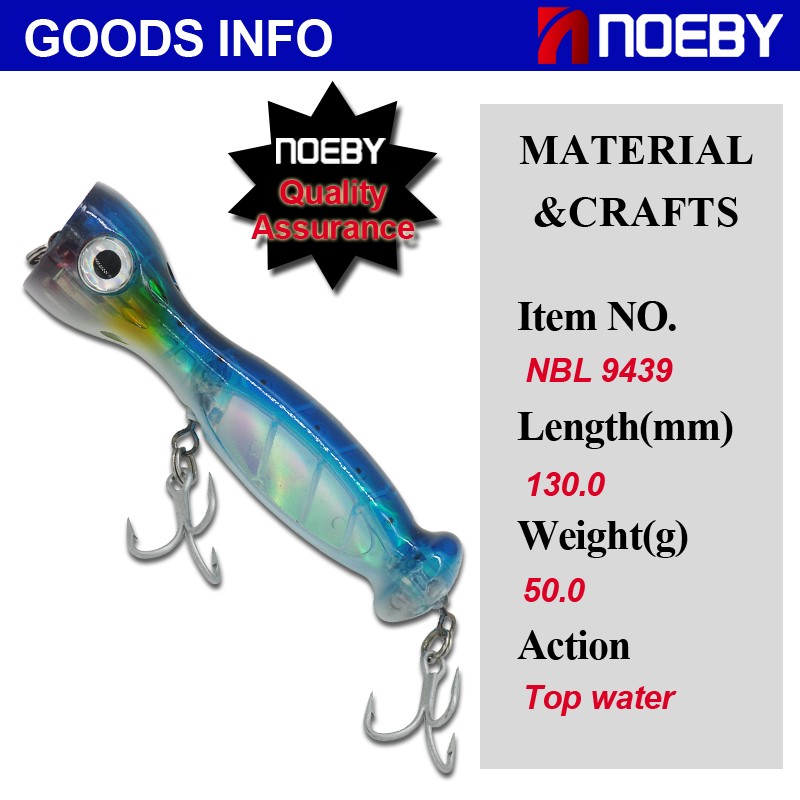 NOEBY-NBL9439-Popper-Lure-130mm-50g-Top-Water-With-France-VMC-Hook-Leurre-Souple-Shad--Pesca-De-Pech-32577117665