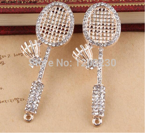 New-arrived-Rhinestone-decoration-Alloy-gold-plated-metal-Badminton-rackets-shape-jewelry-charms-diy-32415403847