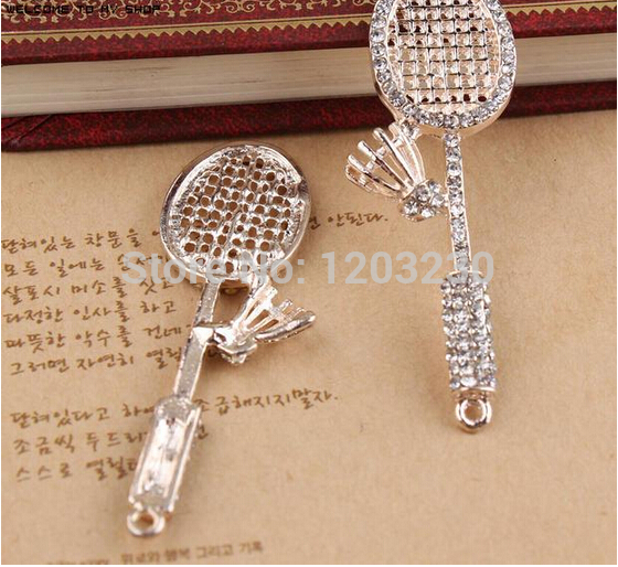 New-arrived-Rhinestone-decoration-Alloy-gold-plated-metal-Badminton-rackets-shape-jewelry-charms-diy-32415403847