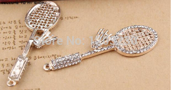 New-arrived-Rhinestone-decoration-Alloy-gold-plated-metal-Badminton-rackets-shape-jewelry-charms-diy-32415403847