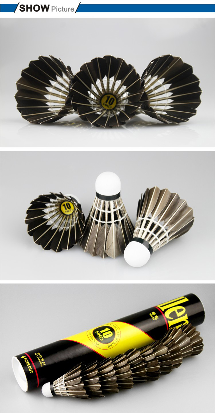 Original-Honkoo-badminton-shuttlecock-HKO-10-Feather-Shuttlecock-Best-Durability-Top-grade-black-goo-32568662121