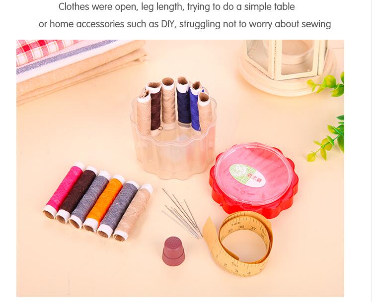 Portable-DIY--Sewing-kit-Thread-Threader-Needle-Tape-Measure-Scissor-Thimble-plastic-storage-box-sew-32445948039