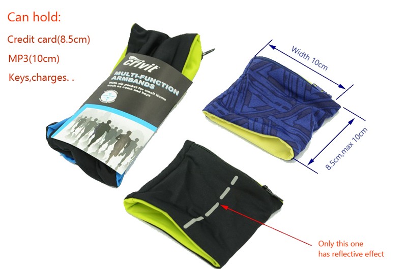 Queshark-Double-Lycra-Reflective-Wrist-Support-Badminton-Sweatbands-Running-Cycling-Fitness-Zipper-P-32658114634