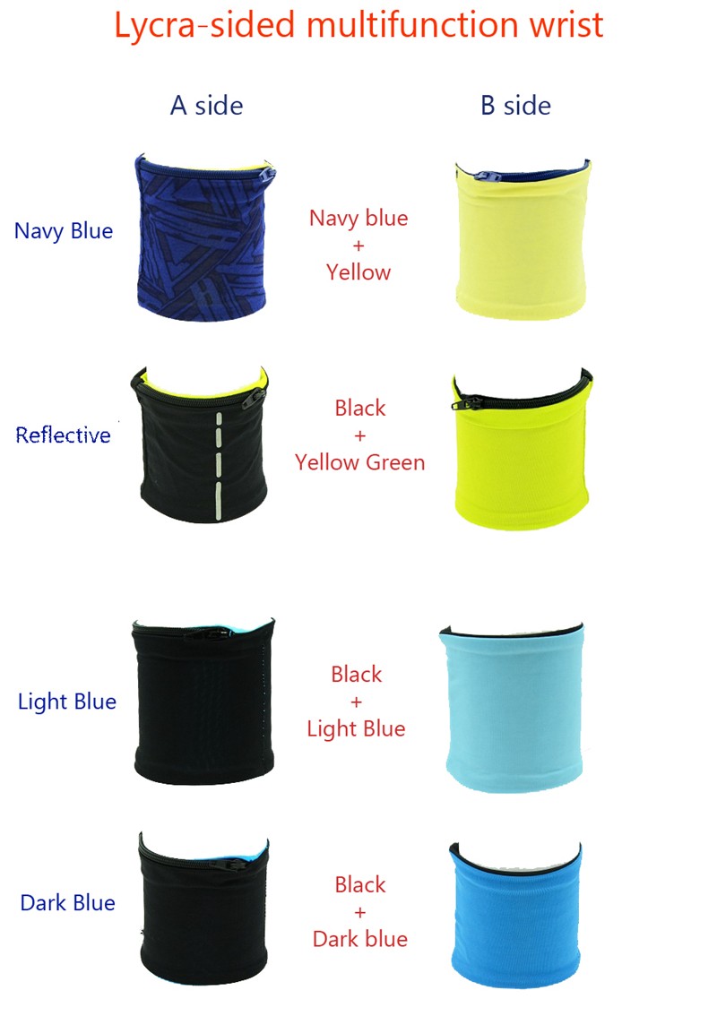 Queshark-Double-Lycra-Reflective-Wrist-Support-Badminton-Sweatbands-Running-Cycling-Fitness-Zipper-P-32658114634