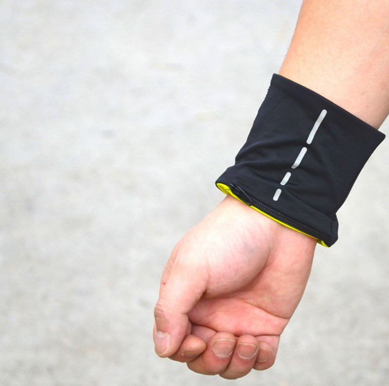 Queshark-Double-Lycra-Reflective-Wrist-Support-Badminton-Sweatbands-Running-Cycling-Fitness-Zipper-P-32658114634