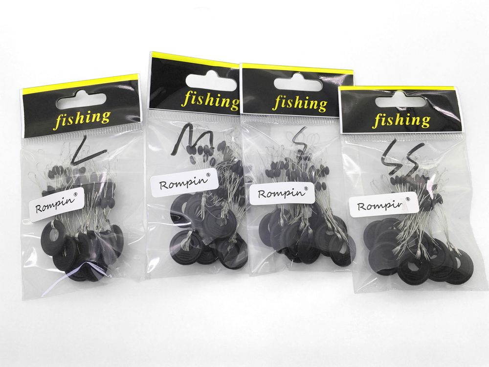 Rompin-10-set-Size-SSSML-Black-Rubber-Oval-Stopper-Fishing-Bobber-Float-Space-bean-Stopper-Folat-Lin-32692296417