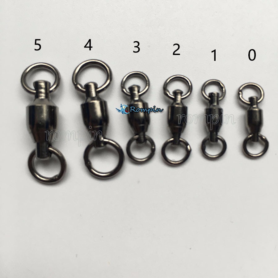 Rompin-10Pcslot-Heavy-Duty-Ball-Bearing-Stainless-Steel-Fishing-Rolling-Swivels-Connector-Hook-Solid-32647338490