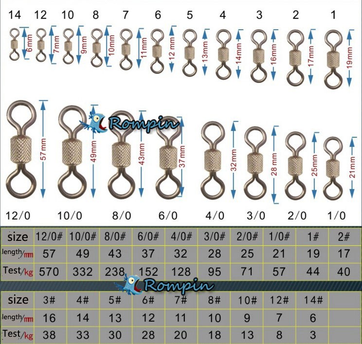 Rompin-50pcslot-Copper-Fishing-Connector-Swivels-Knurling-Ball-Bearing-Swivel-With-Safety-Snap-Solid-32644709108