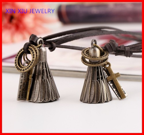 Wholesale-Vintage-Badminton-Charm-Necklace-Punk-Leather-Necklace-32397139073