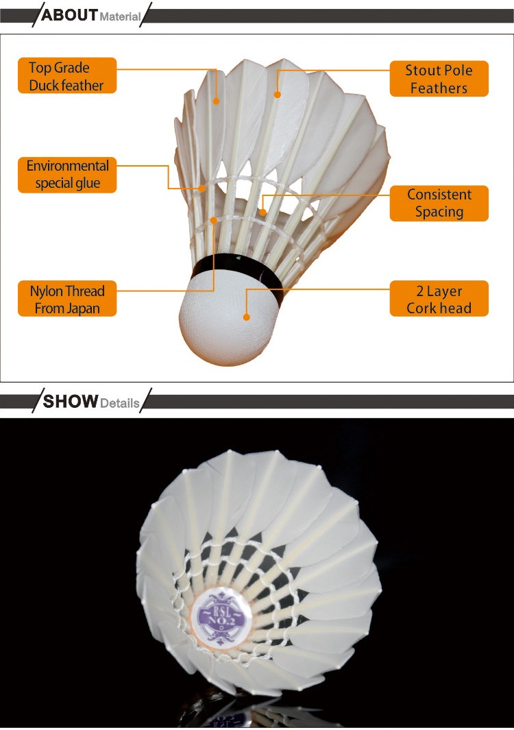 free-ship-Original-RSL-shuttlecock-RSL-NO2-badminton-Shuttlecock-top-grade-duck-feather-shuttlecock--32610663124