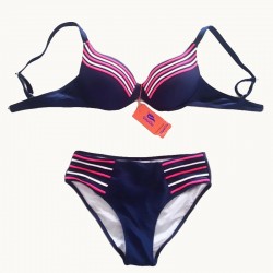  Cooclo Brand Solid Color Sexy Brand Bikini Sets Push Up Swimwear Women Padded Swimsuit Contrast Striped Summer Beachwear Suits