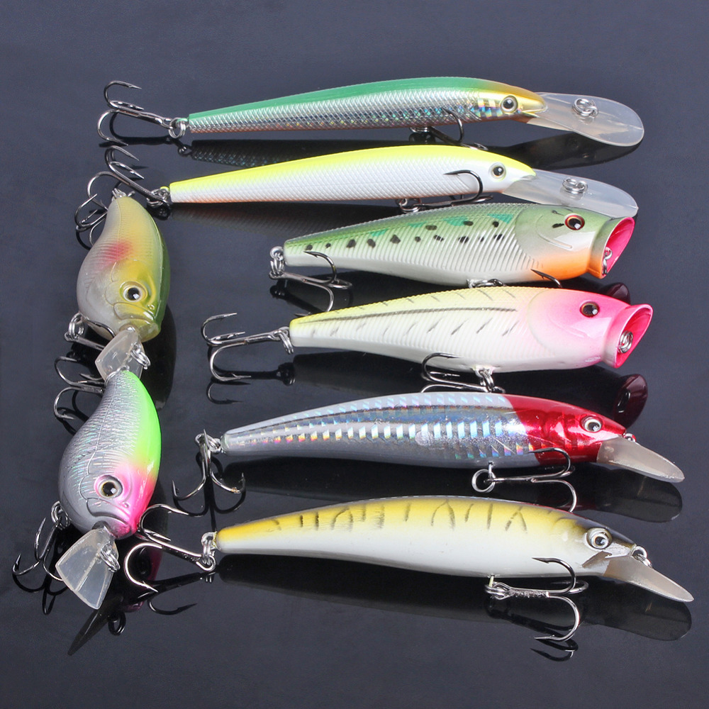 Sougayilang Crankbait Fishing 8pcs/Set Hard Metal Fishing Wobbler 3d ...