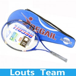 1 Pcs Regail Sports Tennis Racket Aluminum Alloy Adult Racquet with Racquet Bag for Beginners with Blue Color