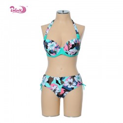 2016 New Print Floral Sexy Swimsuit High Waist Vintage Bikini Set For Women Push Up Triangle Swimwear Big Cup Bathingsuit 2076