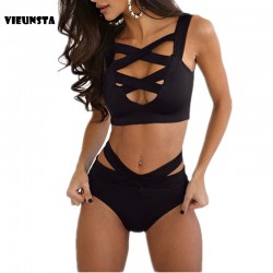 Bikini 2017 Brazilian Bikinis Set Swimsuit Women Sexy High Waist Bandage Swimwear Criss Cross Sport Bathing Suit  Biquini Bottom