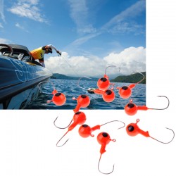 New Arrival Fish Hook 10Pcs Red Lead Round Jig Head Fishing Lures Bait Hook Fish Tackle 5g 35mm Fishing Hooks for Sea River Lake