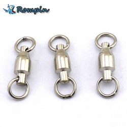 Rompin 10Pcs/lot Heavy Duty Ball Bearing Stainless Steel Fishing Rolling Swivels Connector Hook Solid Rings Size 0/1/2/3/4/5#