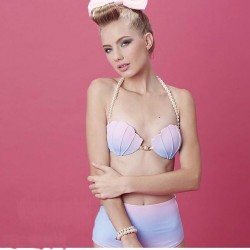 mermaid pearl shell bra design sexy vintage beach wear cover-up shell bra free shipping 2015 new arrival sea-maid bikini